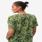 Stretch Knit V-neck Short Sleeve Inverted Pleat Tunic image number null