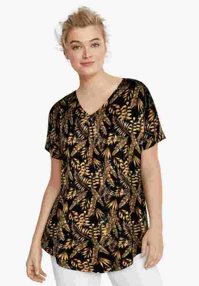 V-Neck Tunic With Front Inverted Pleat image number 0