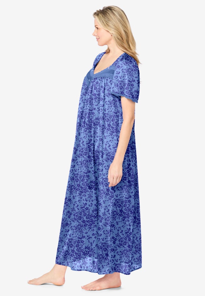 Long Silky Lace-Trim Gown image number 2