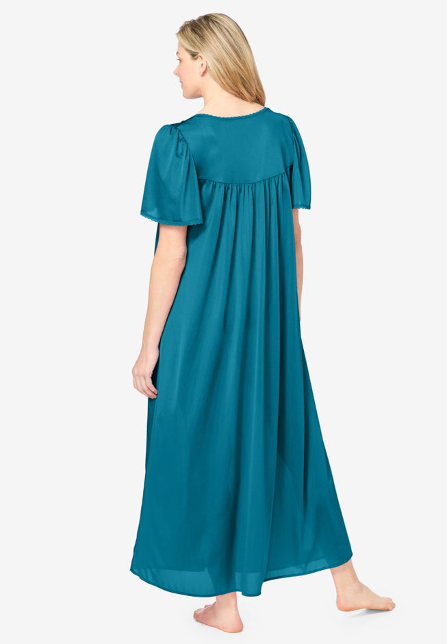 Long Silky Lace-Trim Gown image number 1
