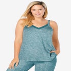 Marled Lace-Trim Sleep Tank image number null