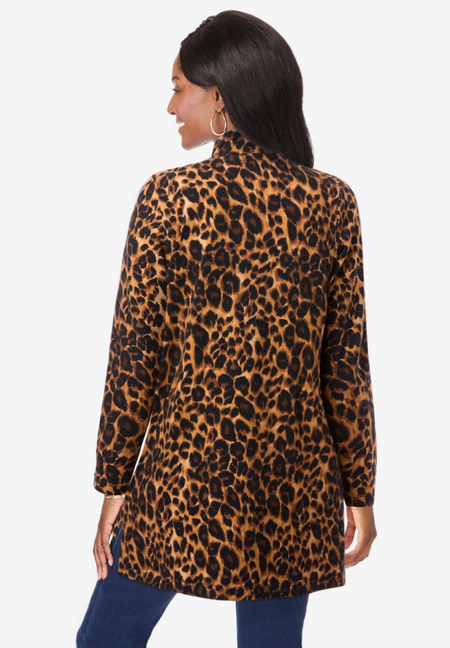 Stretch Cotton Zip Front Hi-Low Jacket image number 1