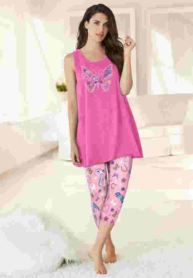 Scoopneck Tank & Capri Legging PJ Set  image number 3
