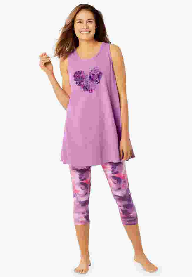 Scoopneck Tank & Capri Legging PJ Set  image number 0