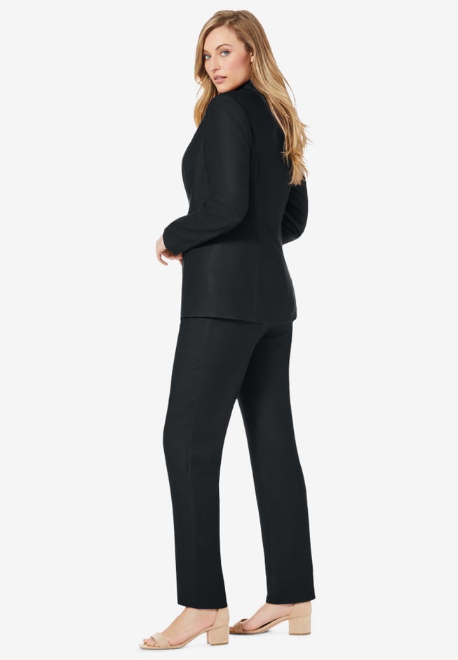 2-Piece Stretch Crepe Single-Breasted Pantsuit image number 2
