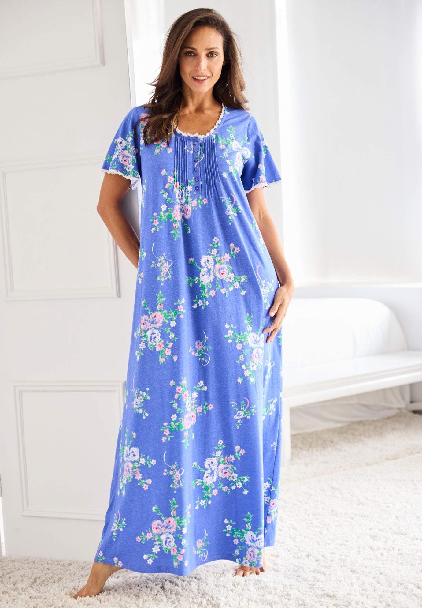 Long Pintuck Knit Gown image number 6