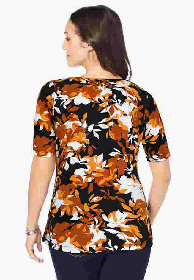 Stretch Cotton Square Neck Tee image number 1