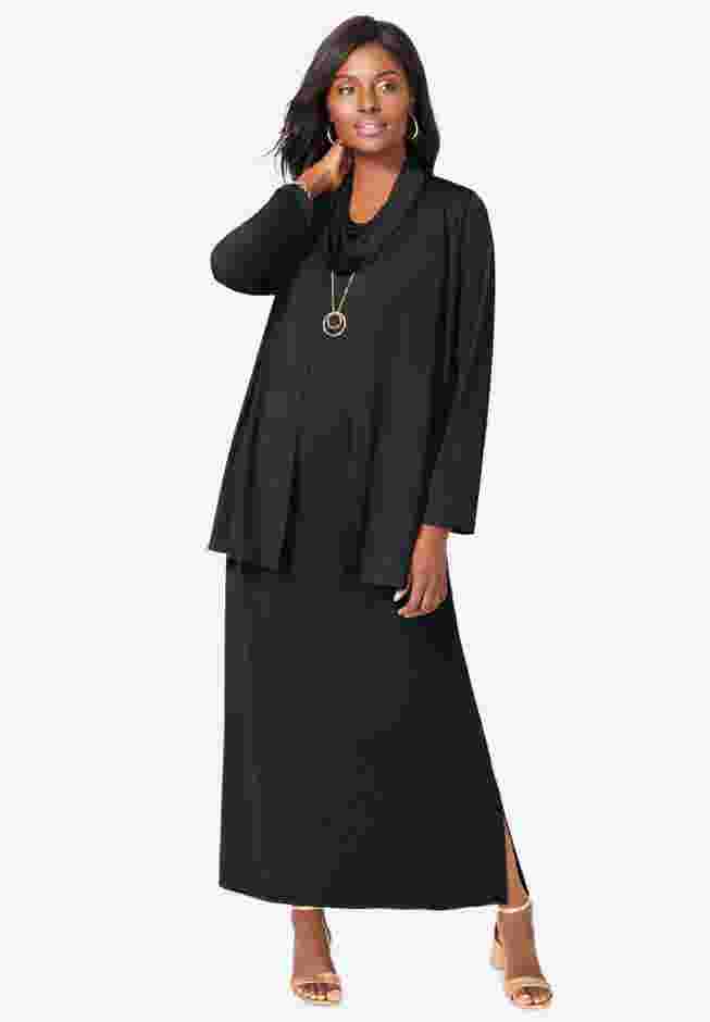 2-Piece Cowlneck Jacket Dress image number 0