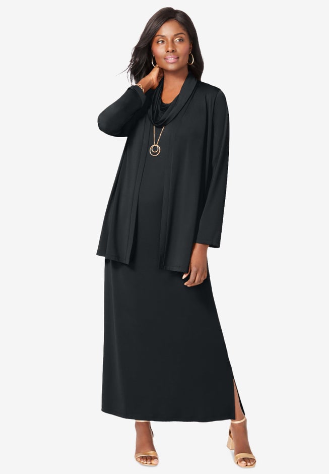 2-Piece Cowlneck Jacket Dress image number 0