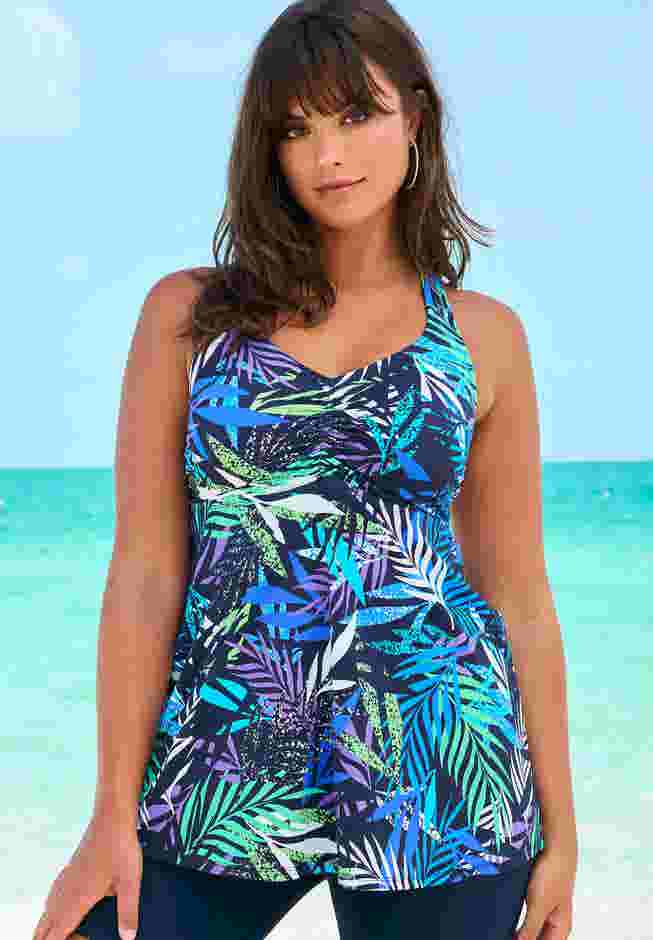Longer Length Braided Tankini Top image number 0