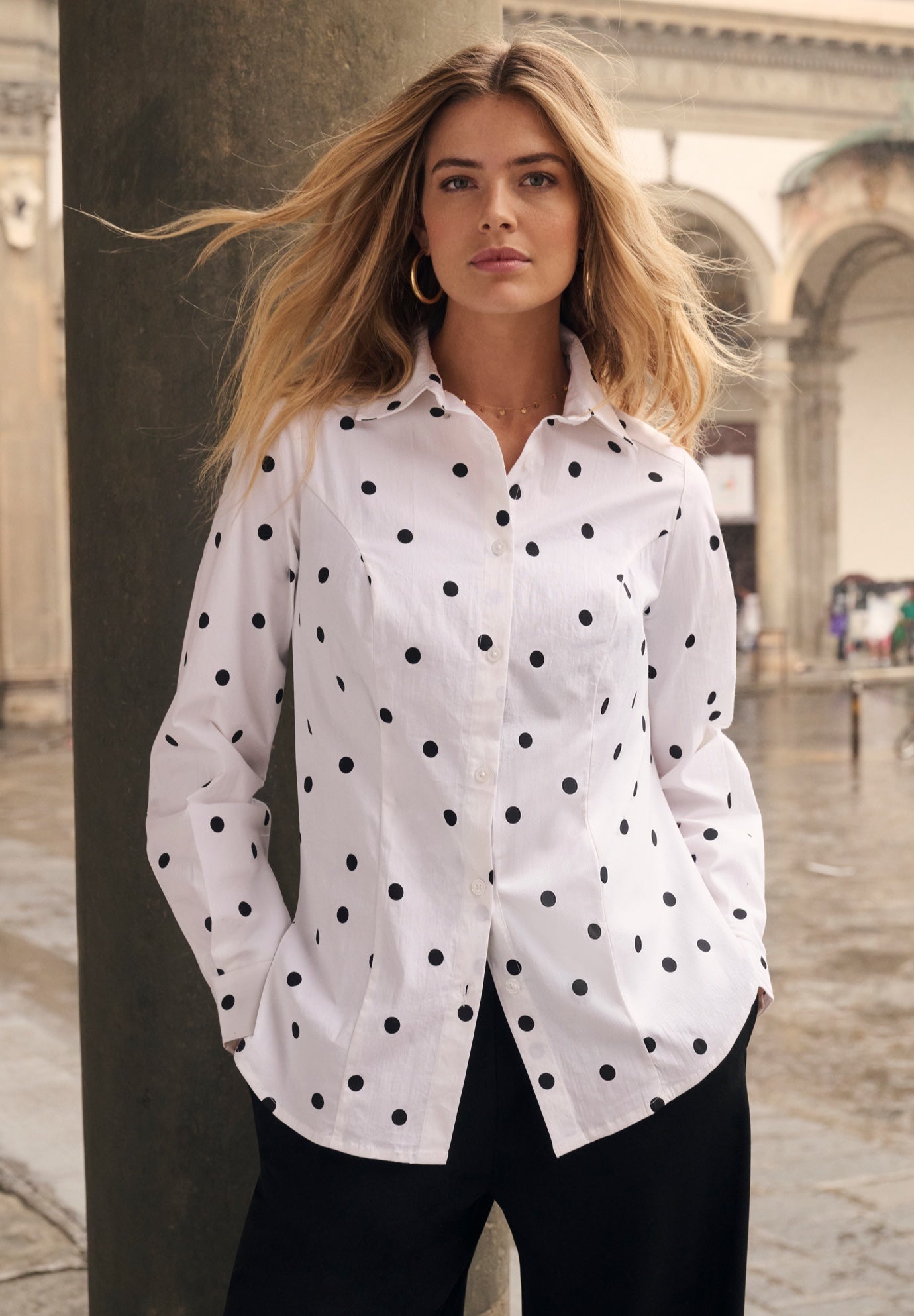 Stretch Cotton Poplin Button Down Shirt image number 0