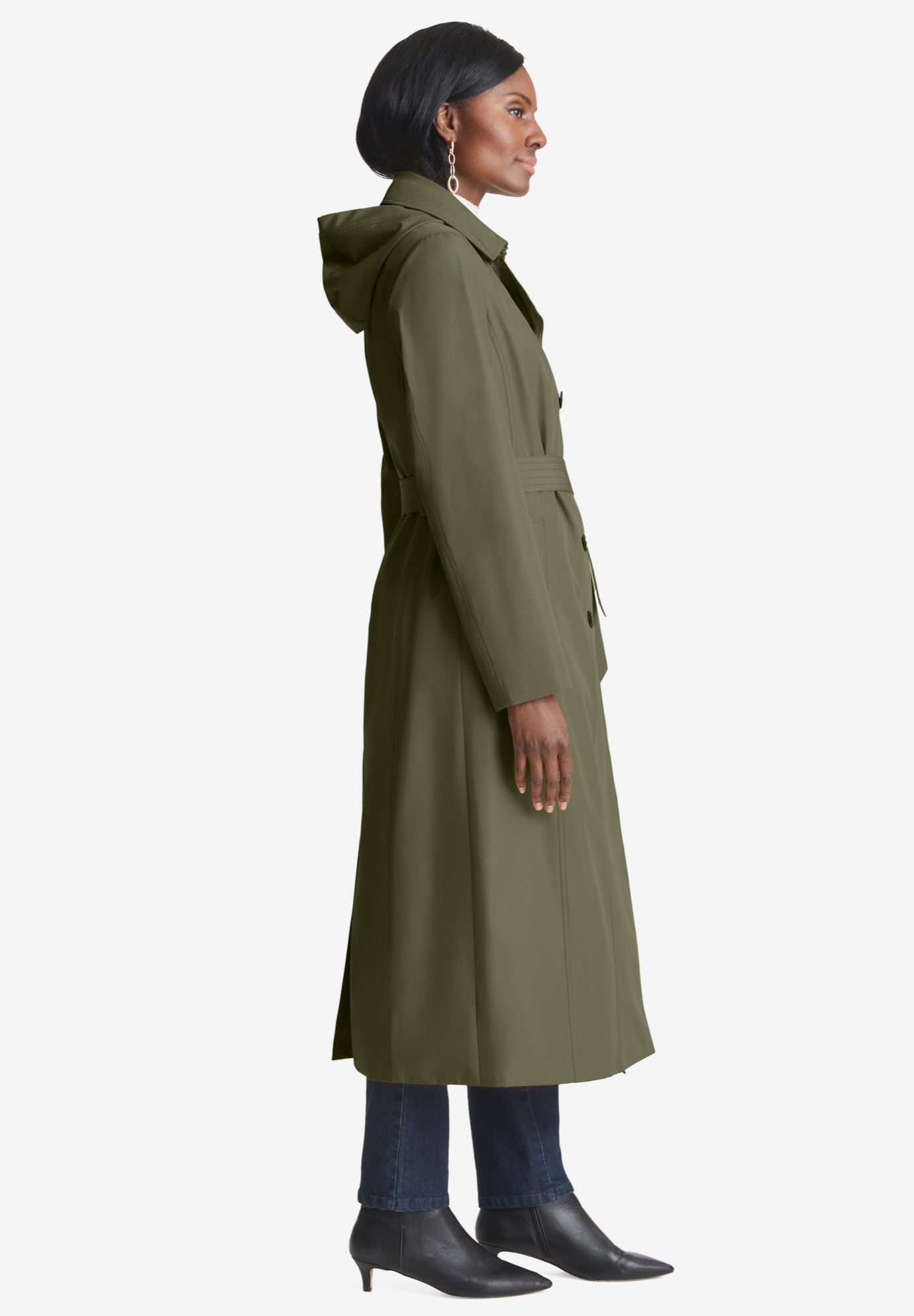 Double Breasted Long Trench Raincoat image number 3