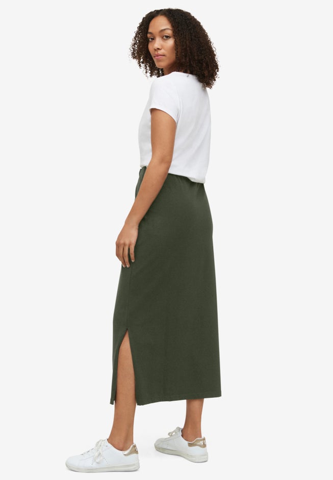 Cotton Spandex Pull On A Line Maxi Skirt image number 1