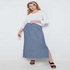 Stretch Jersey A-Line Elastic Waistband Maxi Skirt image number 0