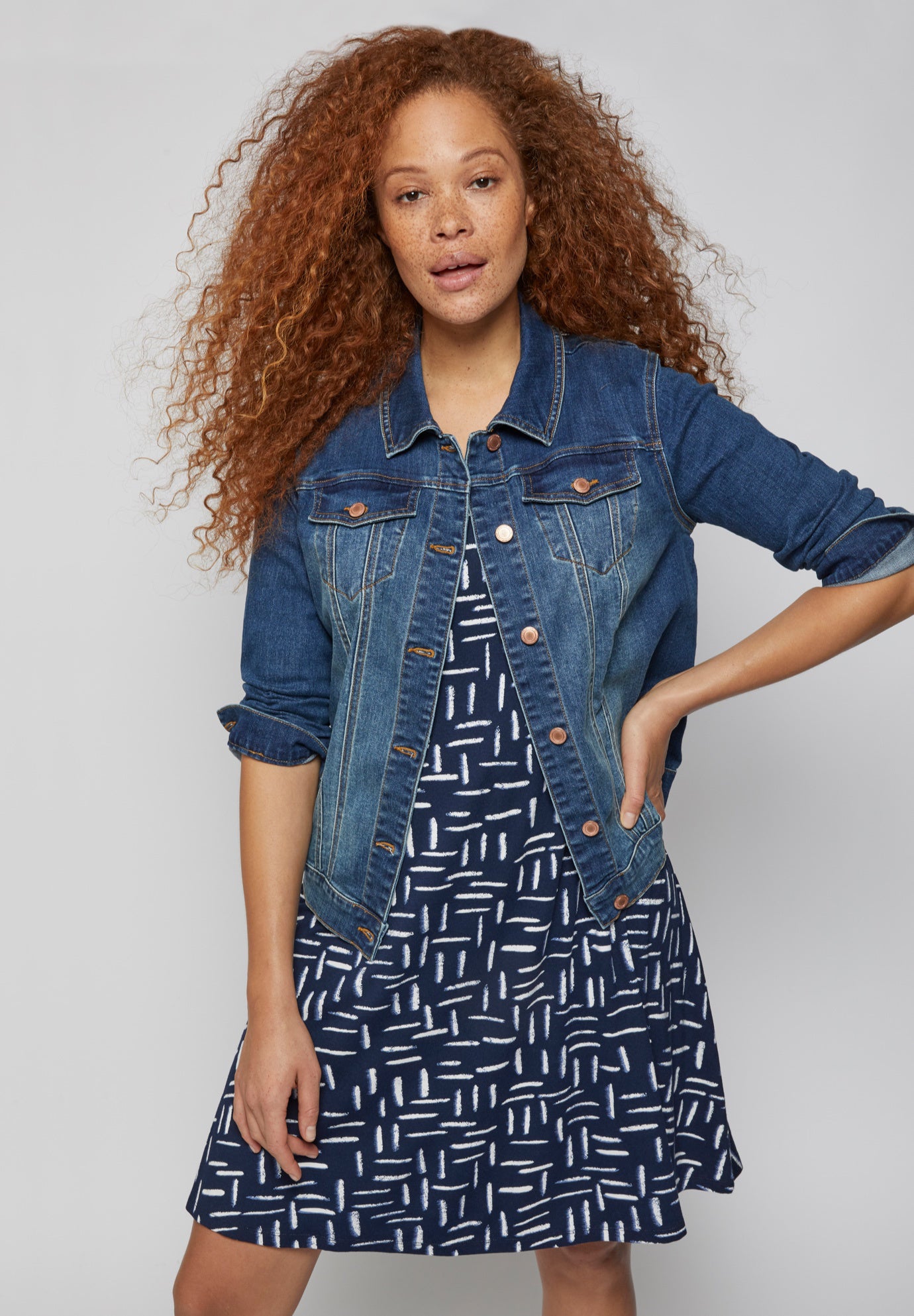 Short Sleeve A-Line Knit Dress image number 2