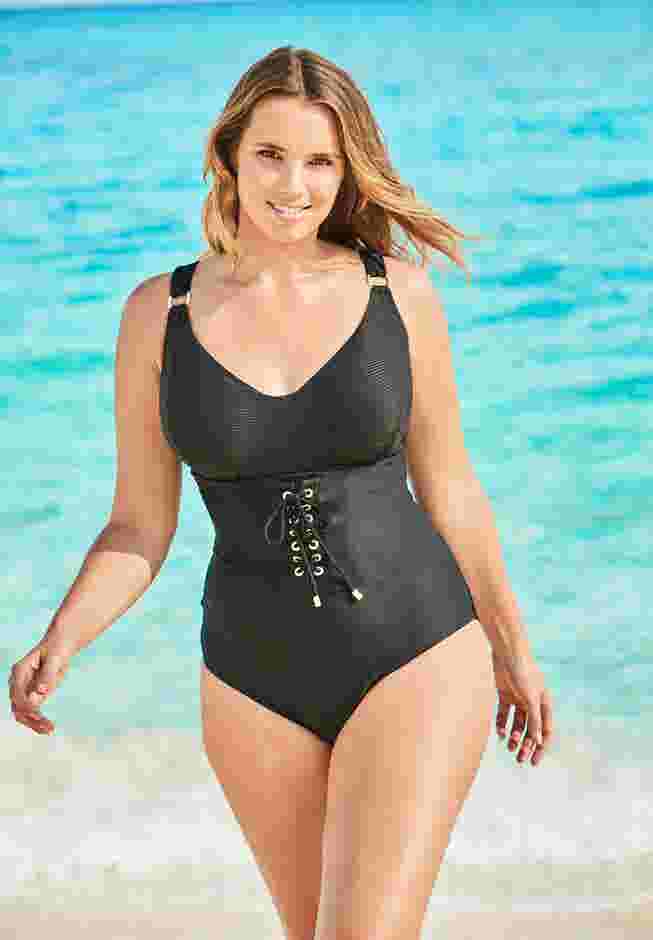 Ribbed Underwire One-Piece  image number 0