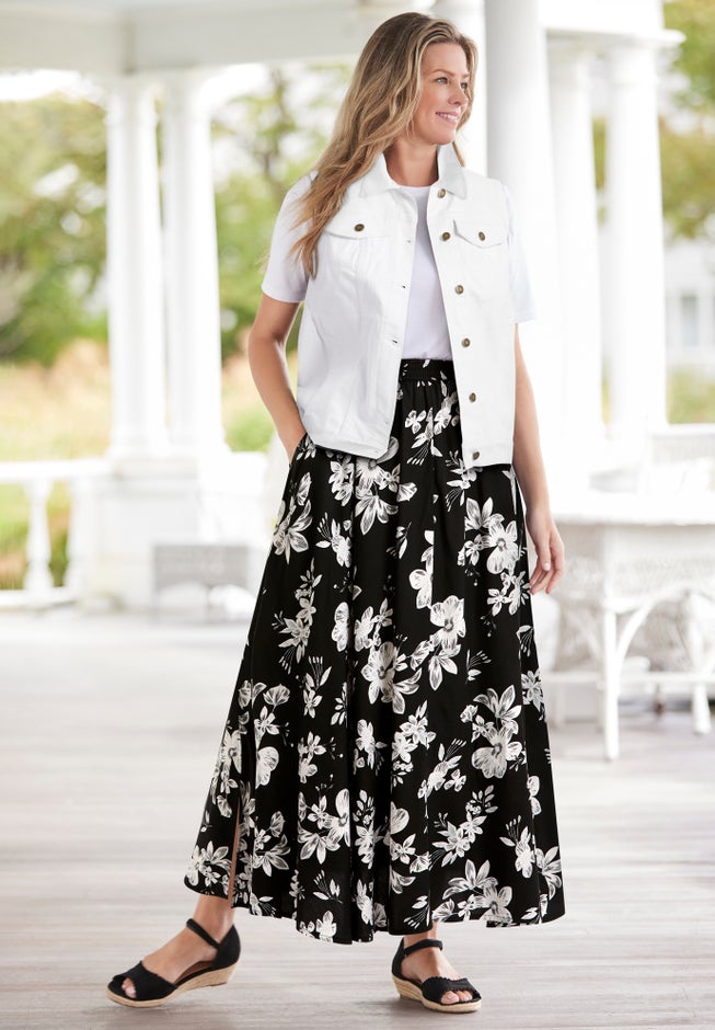 Pull-On Elastic Waist Soft Maxi Skirt image number 2