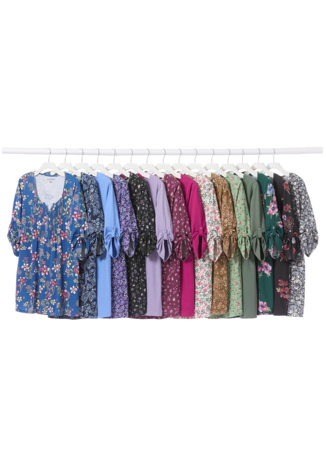 7-Day Three-Quarter Sleeve Pintucked Henley Tunic image number 3