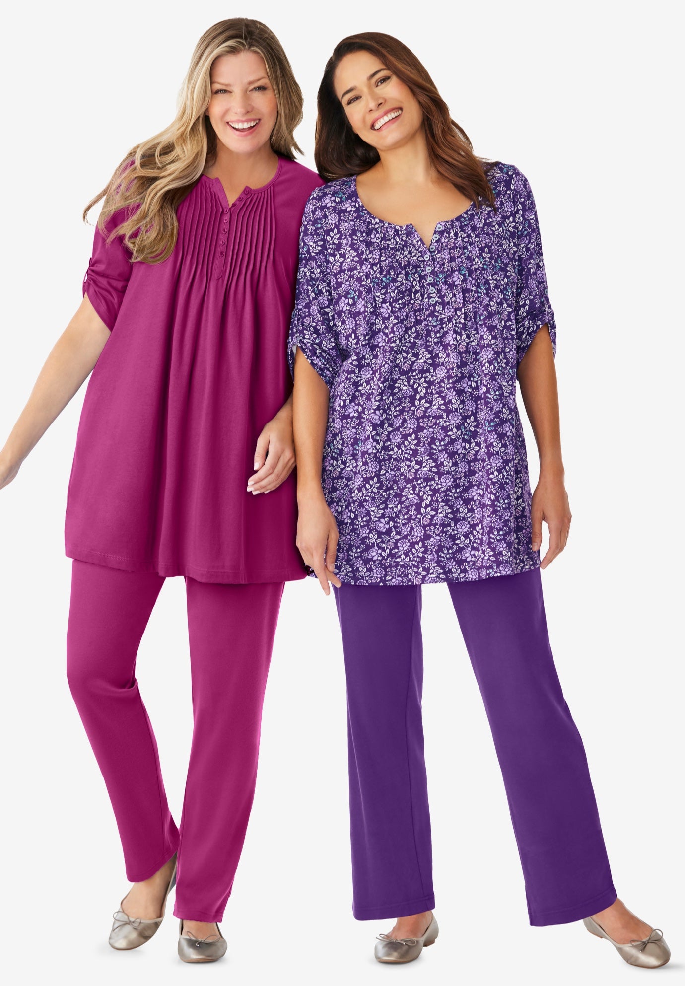 7-Day Three-Quarter Sleeve Pintucked Henley Tunic image number 6