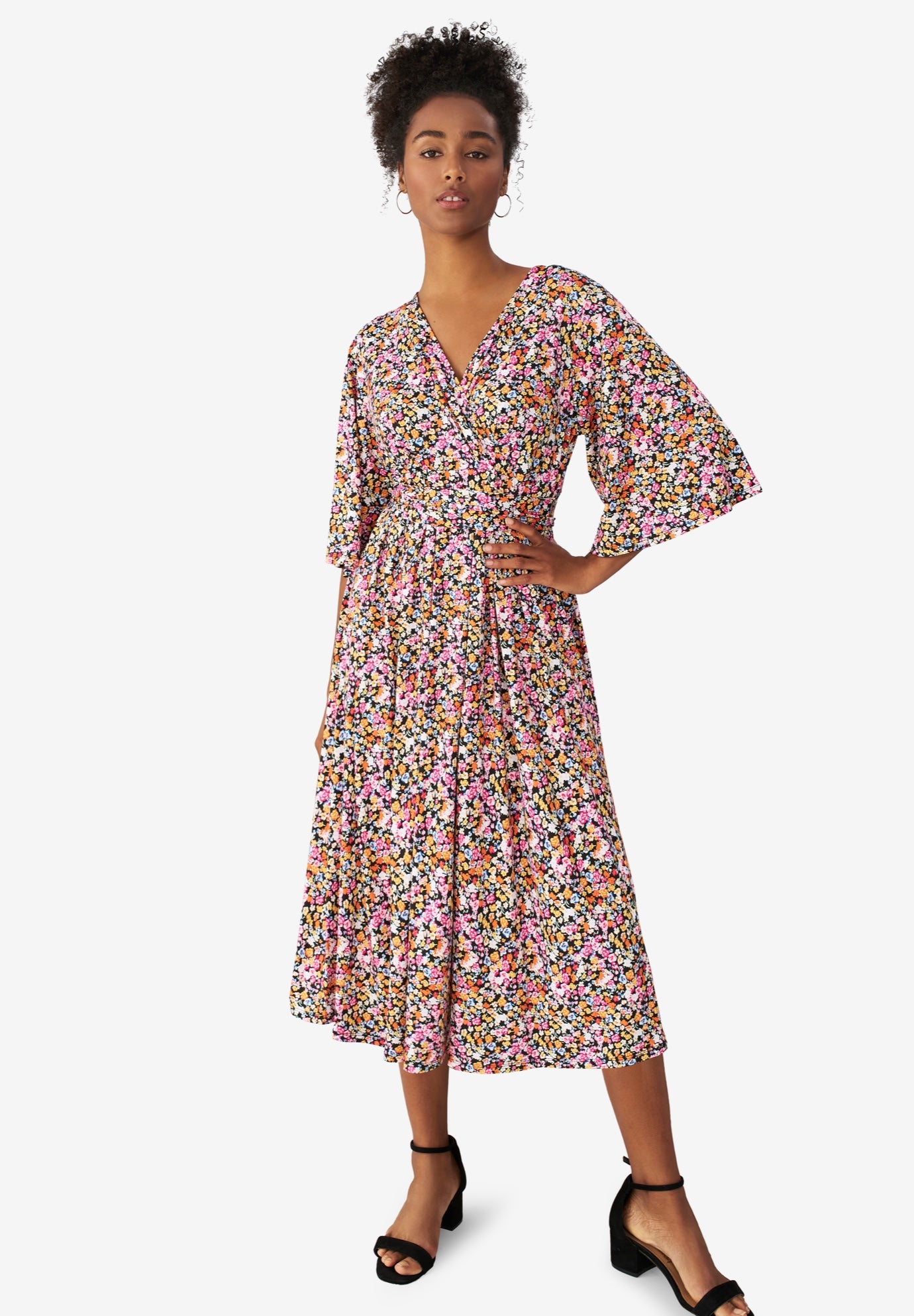 Surplice Tie Back Midi Dress image number 0