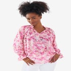 Keyhole Ruffle Trim Blouse image number null