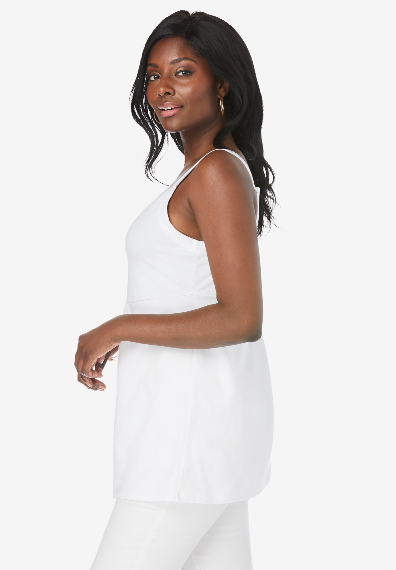 Stretch Cotton Shirred Tank image number 2