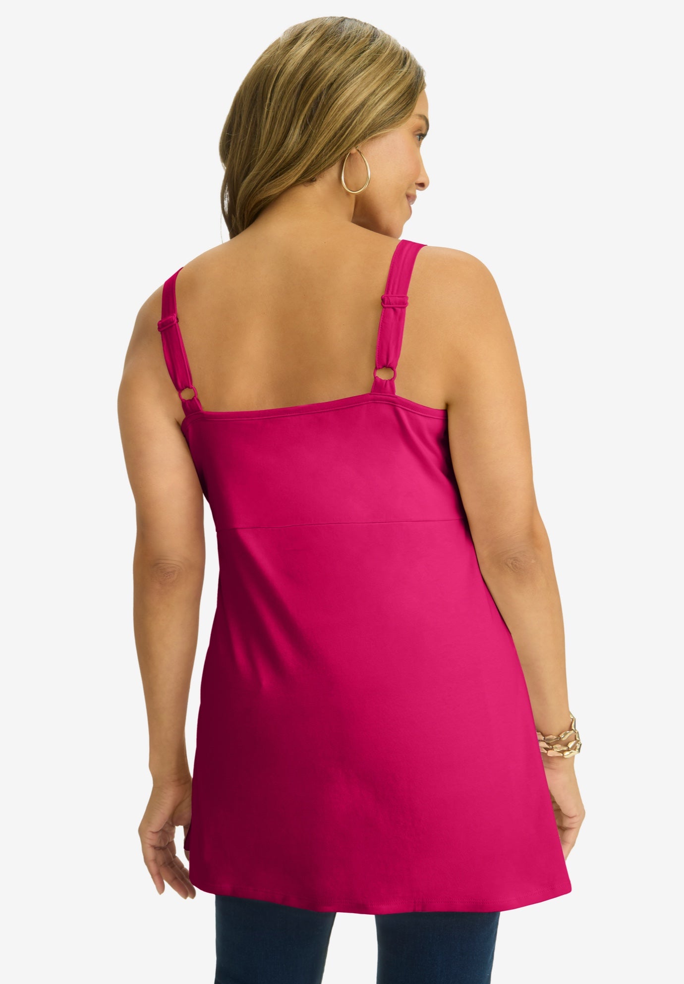 Stretch Cotton Shirred Tank image number 1