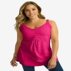 Stretch Cotton Shirred Tank image number 0