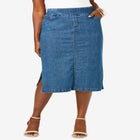 Comfort Waist Stretch Denim Midi Skirt image number null