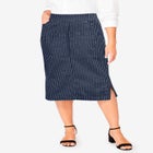 Comfort Waist Stretch Denim Midi Skirt image number null