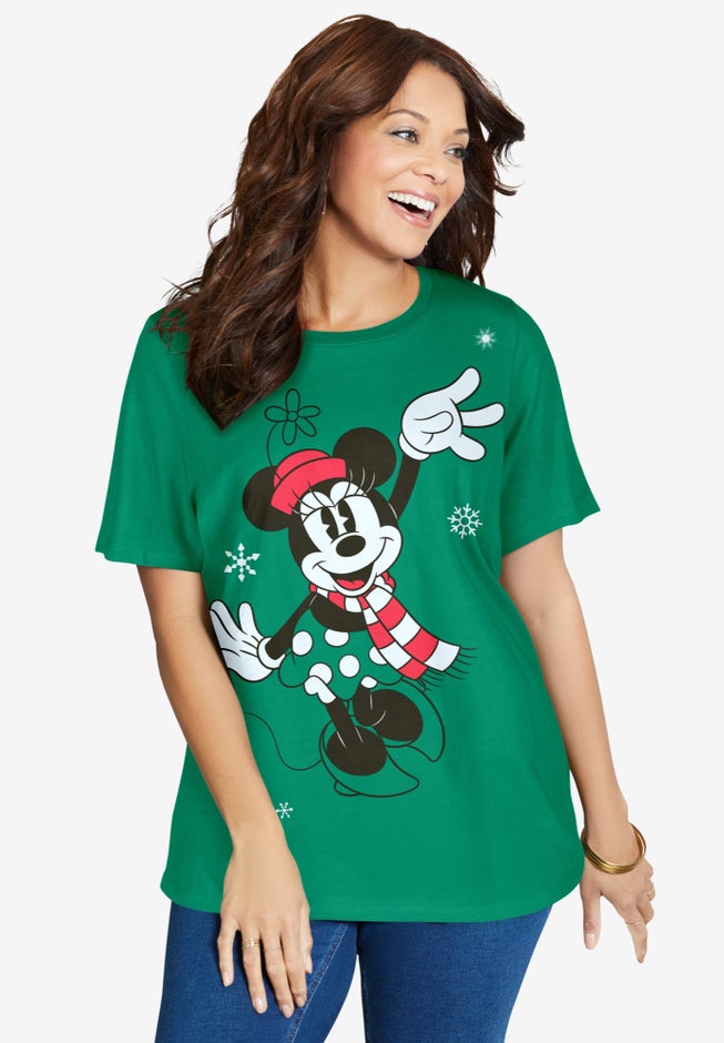 Disney Women's Short Sleeve Christmas Minnie Tee image number null