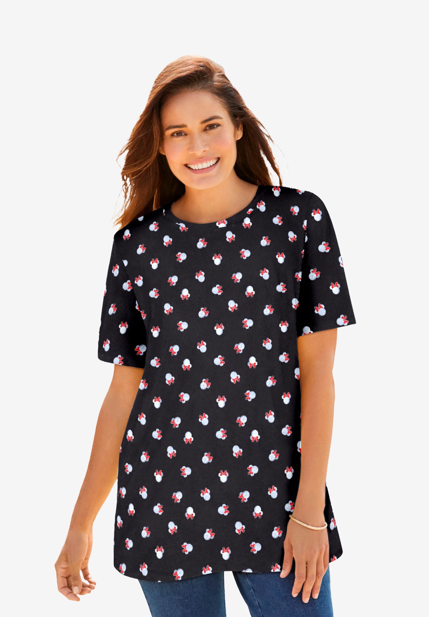 Disney Women's Short Sleeve Allover Print Minnie Tee image number 0
