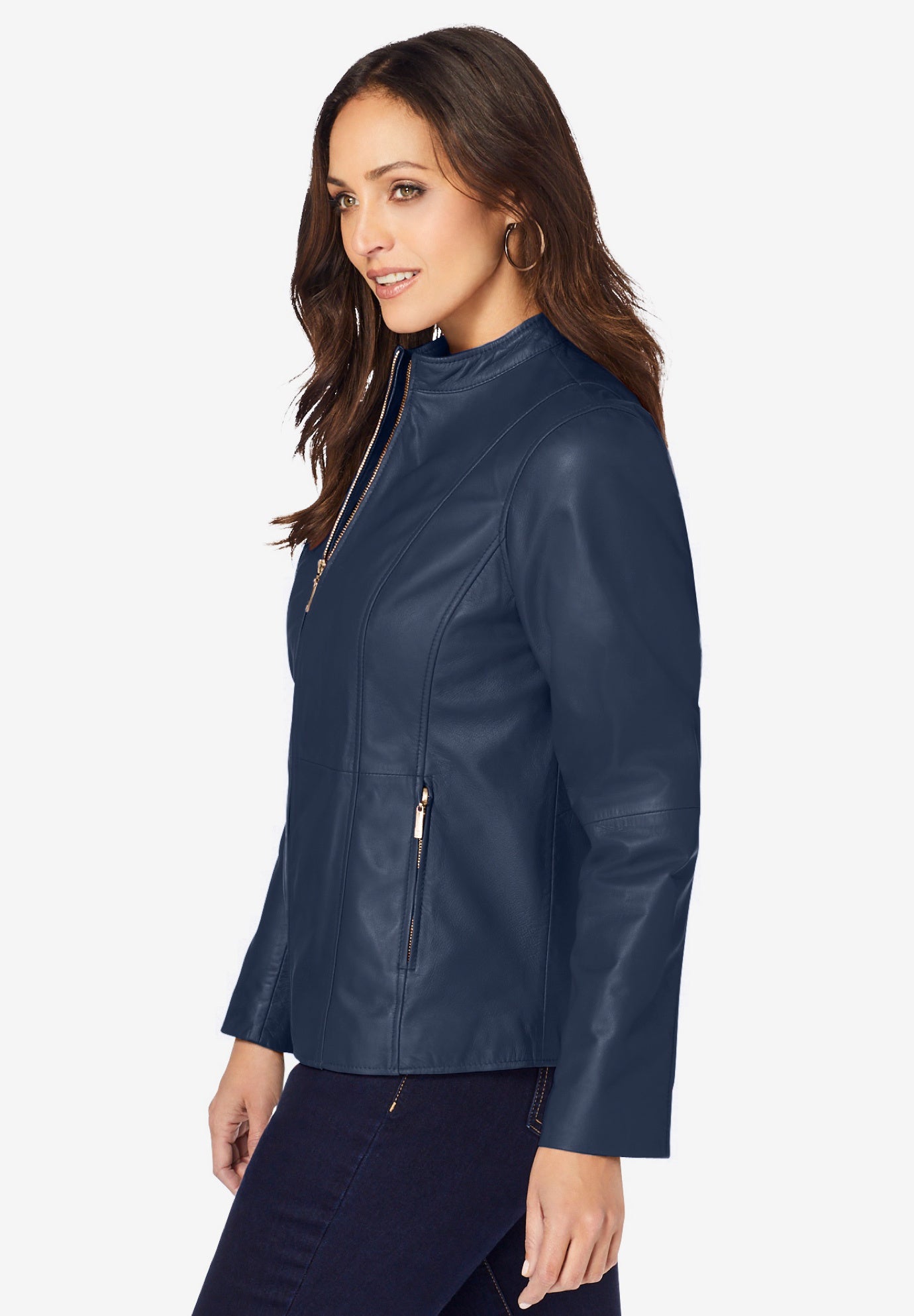 Zip Front Leather Jacket image number 3