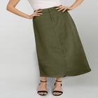 True Fit Stretch Denim Midi Skirt image number null