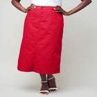 True Fit Stretch Denim Midi Skirt image number 0