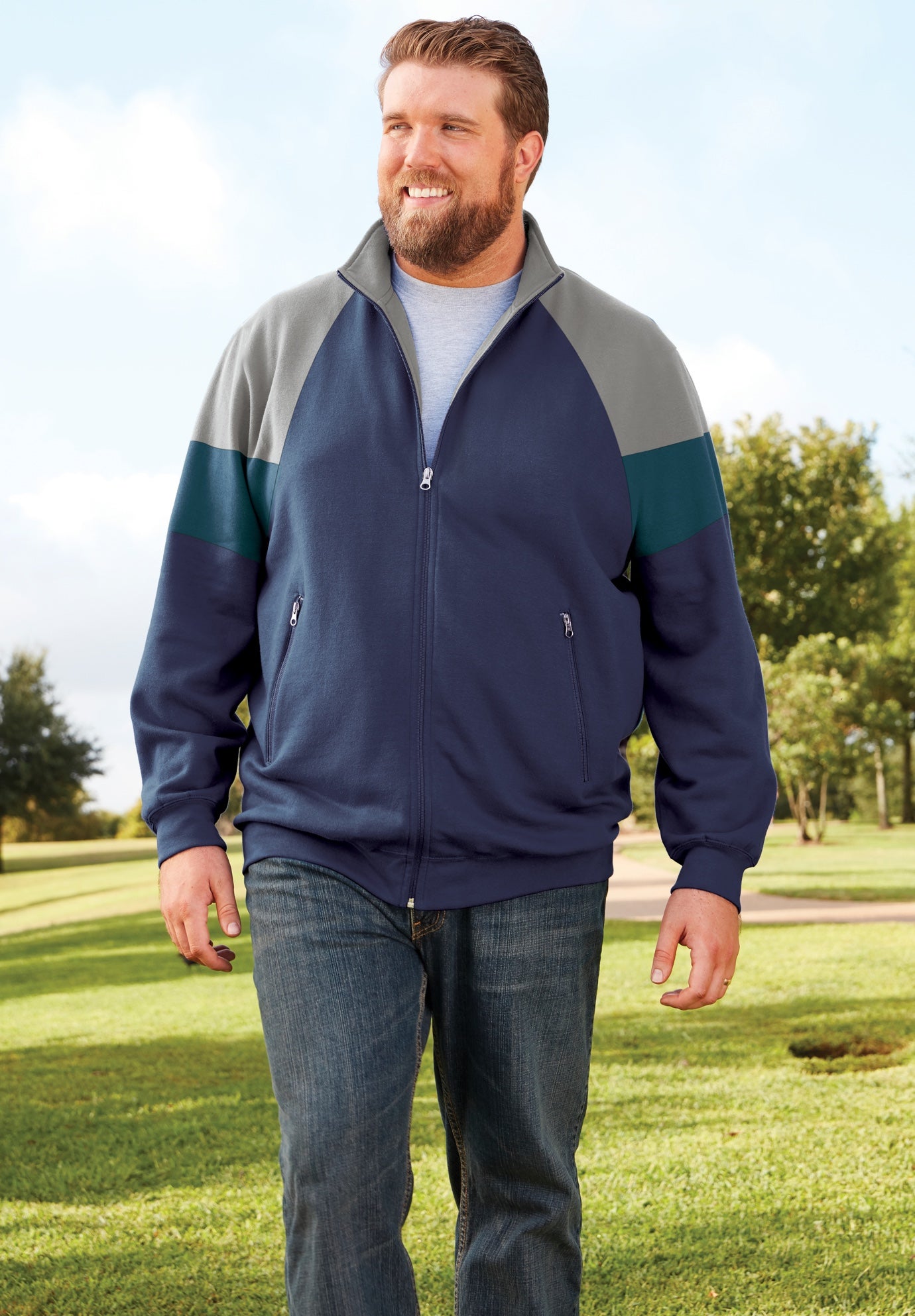 KS Sport&trade; Wicking Color Block Full Zip Track Jacket image number 0
