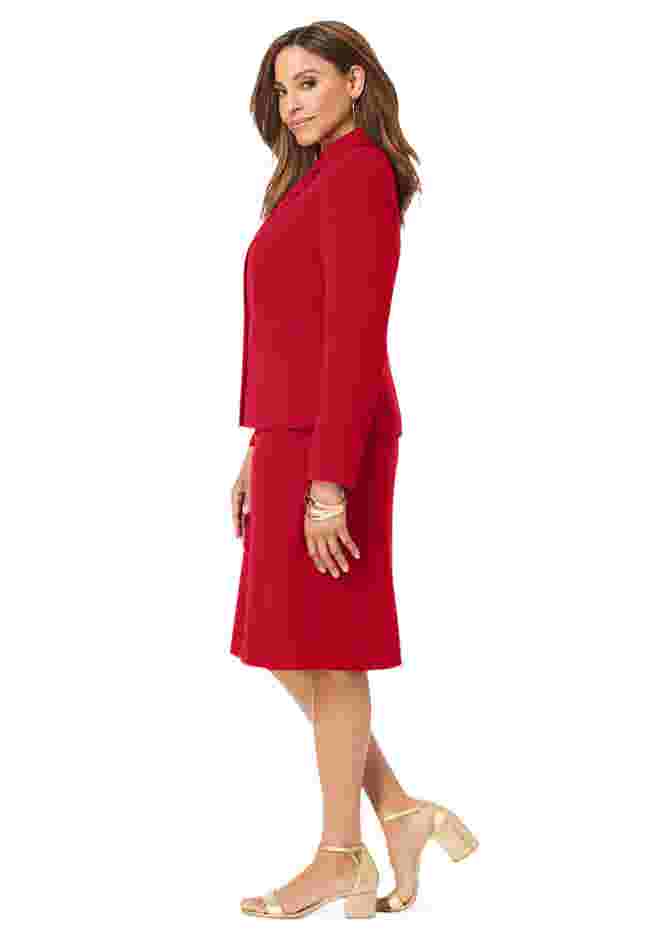 2-Piece Stretch Crepe Single-Breasted Jacket Dress image number 3
