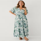 Stretch Knit Fit And Flare Elbow-Length Sleeve Tie-Back Maxi Dress image number 0