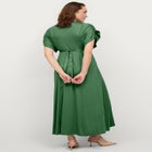 Stretch Knit Fit And Flare Elbow-Length Sleeve Tie-Back Maxi Dress image number 1