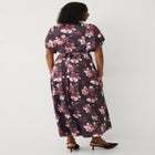 Stretch Knit Fit And Flare Elbow-Length Sleeve Tie-Back Maxi Dress image number 2