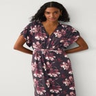 Stretch Knit Fit And Flare Elbow-Length Sleeve Tie-Back Maxi Dress image number 1