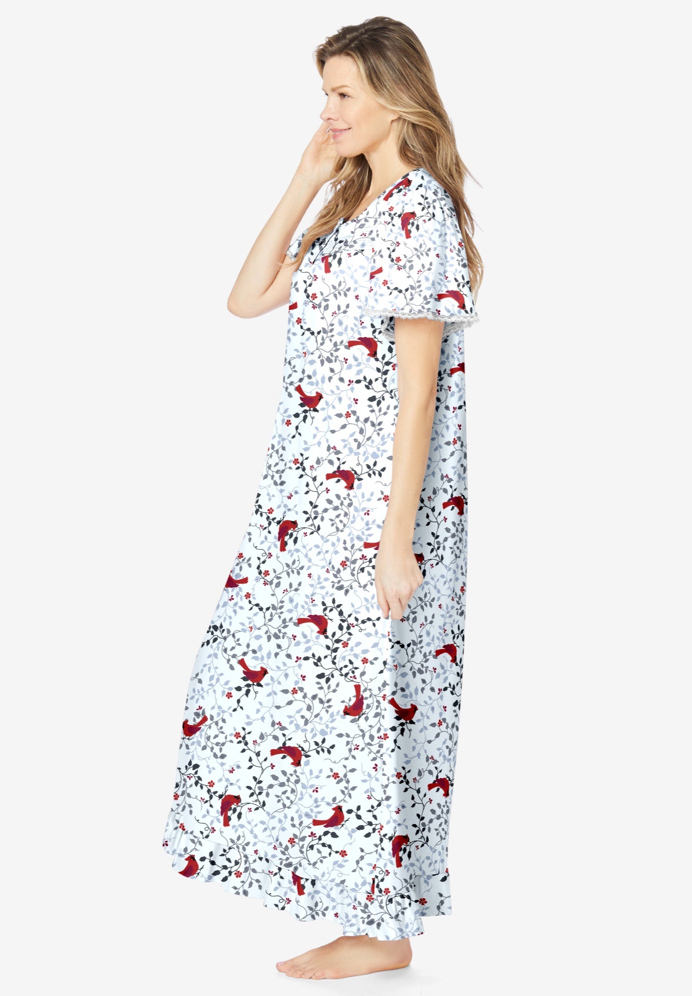 Long Floral Print Cotton Gown image number 2