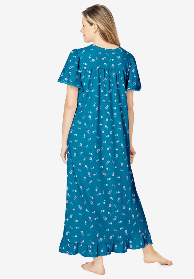 Long Floral Print Cotton Gown image number 1