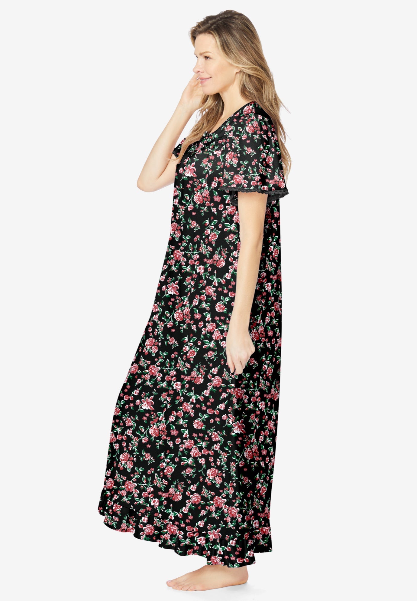 Long Floral Print Cotton Gown image number 2