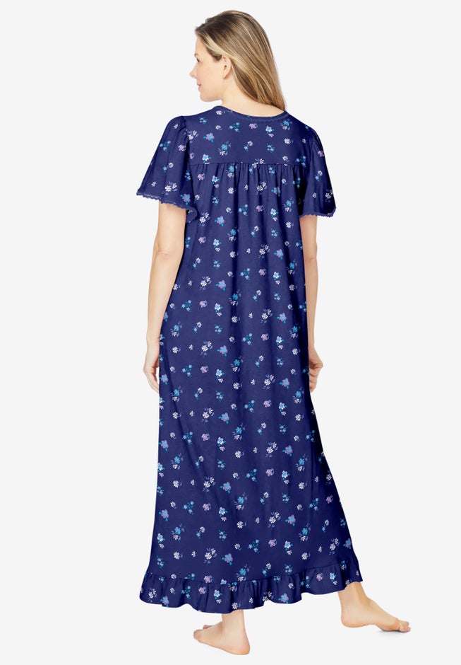Long Floral Print Cotton Gown image number 1