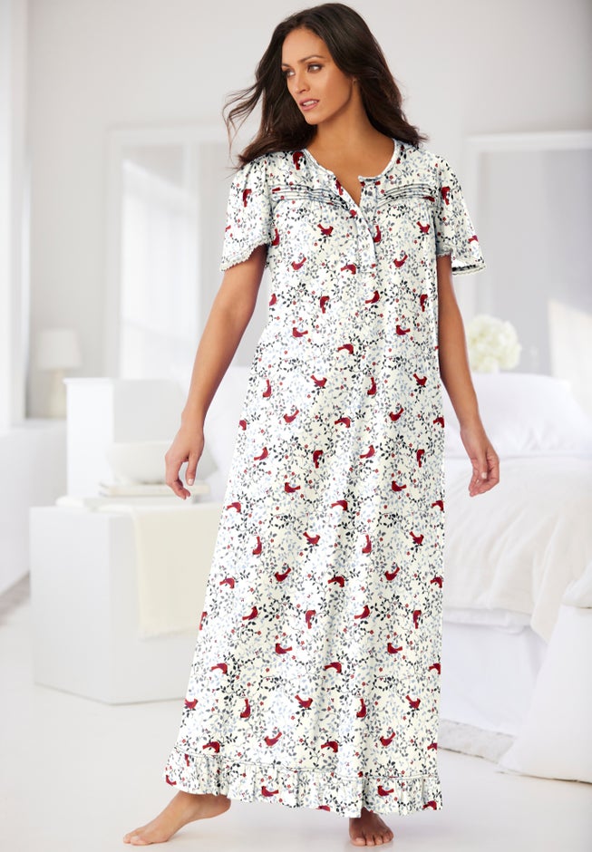 Long Floral Print Cotton Gown image number 7