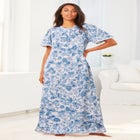 Long Floral Print Cotton Gown image number null