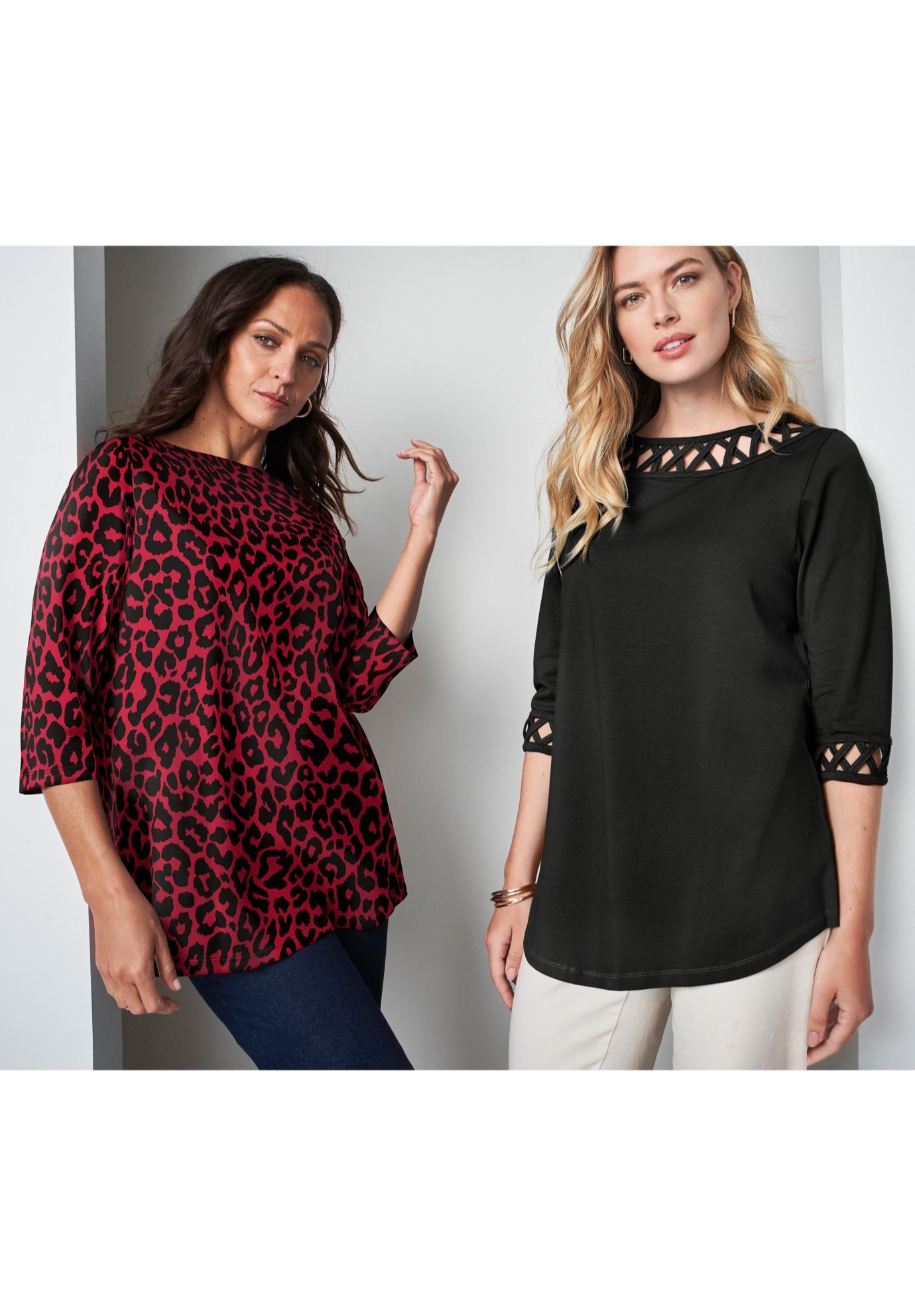 Stretch Cotton Lattice Boatneck Tunic image number 2