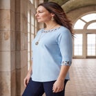 Stretch Cotton Lattice Boatneck Tunic image number null