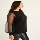 Puff-Sleeve French Terry Sweatshirt image number null